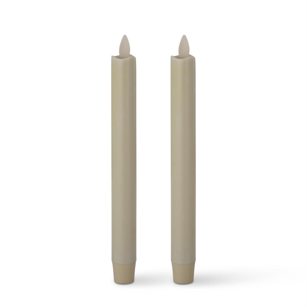 SET DE 2 VELAS CONICAS DE CERA COLOR MARFIL MED:25 CM