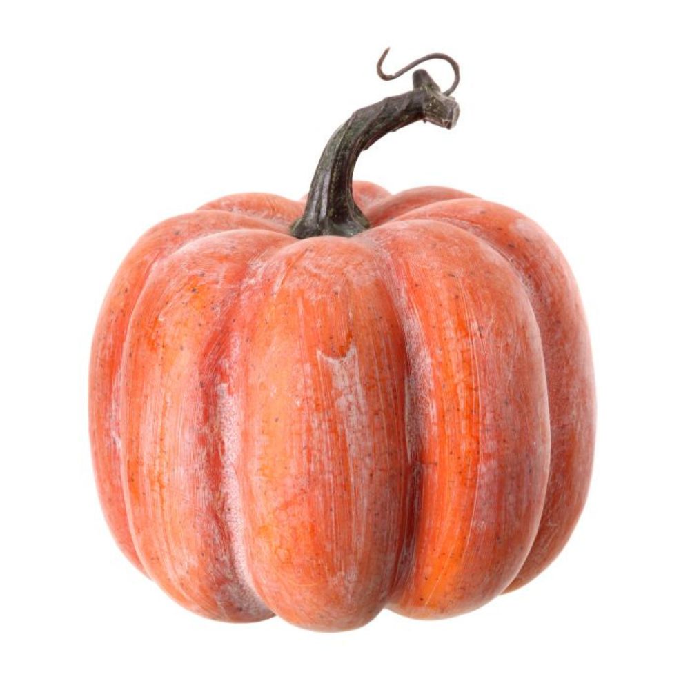 CALABAZA NARANJA DESGASTADA CHICA  CON TALLO 15 X13 CM ANCHO