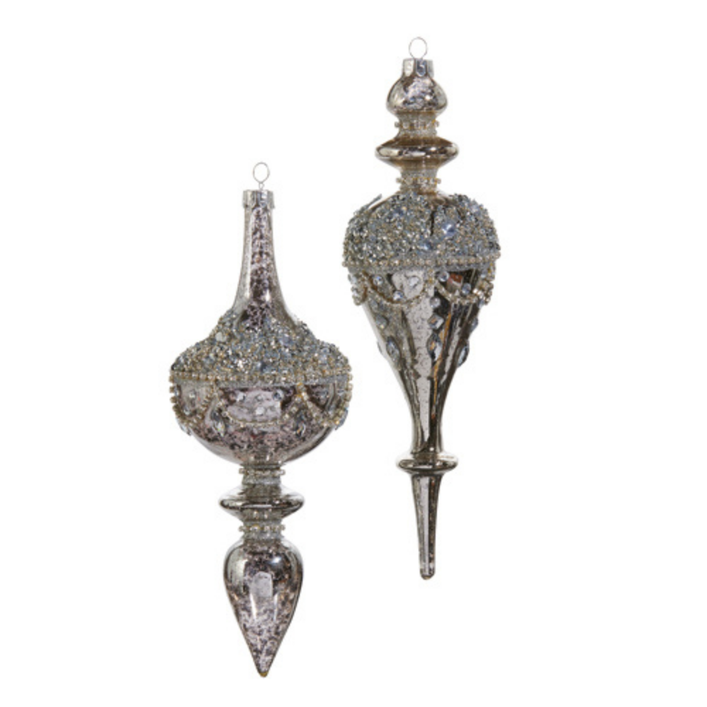 SET DE ESFERA FINIAL DE MERCURIO CON "JOYAS" MED:24 CM