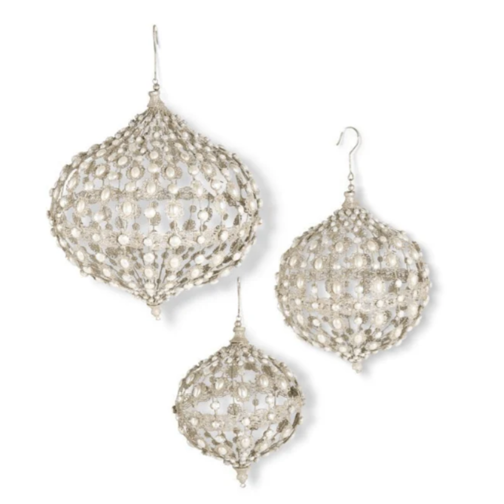 SET DE 3 ESFERAS DE ALAMBRE CON JOYAS TIPO CEBOLLA