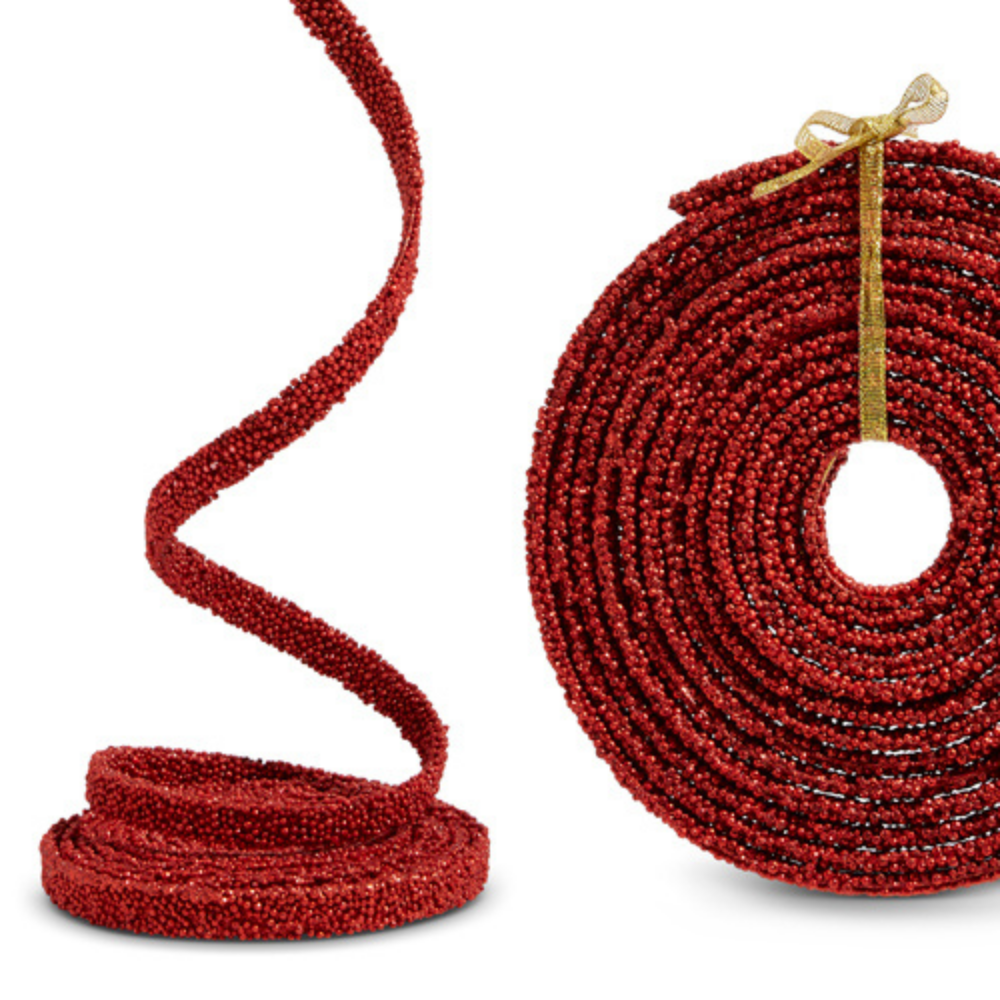 LISTON ROJO BRILLANTE DE CUENTAS 4.5 MTS