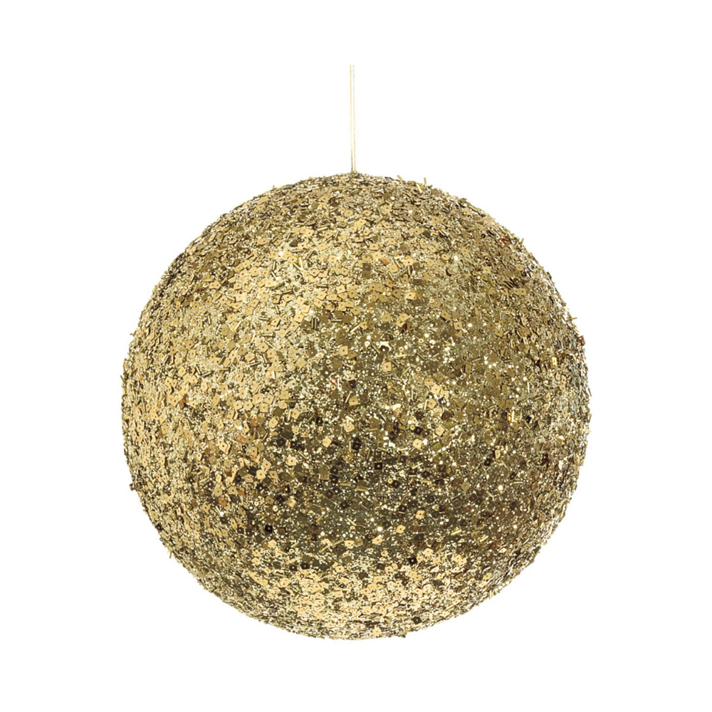 ESFERA DORADA CON CUENTAS Y LENTEJUELAS MED:30 CM