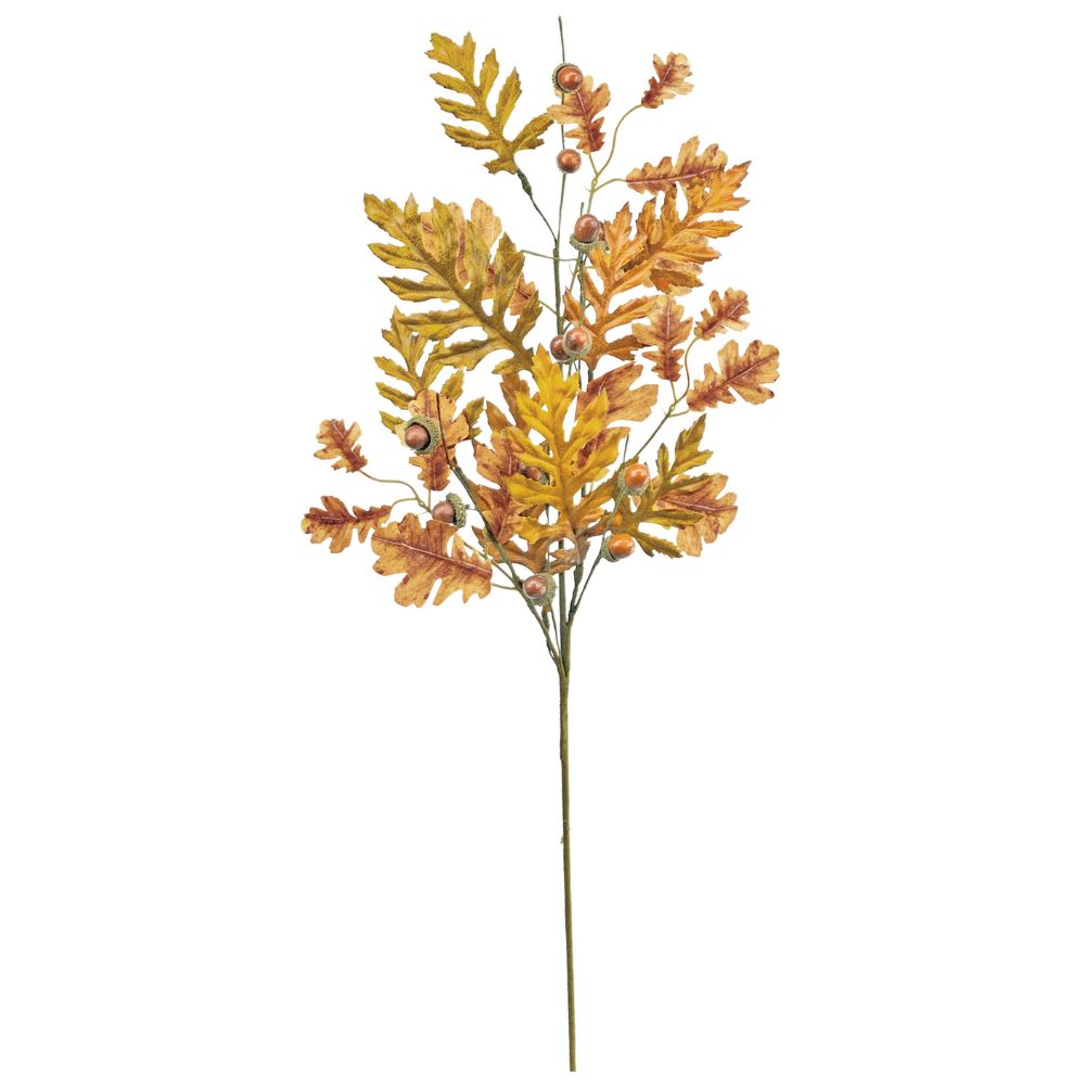 TALLO DECORATIVO DE FOLLAJE OTOÑAL CON BELLOTAS EN TONOS NARANJAS 81 CM