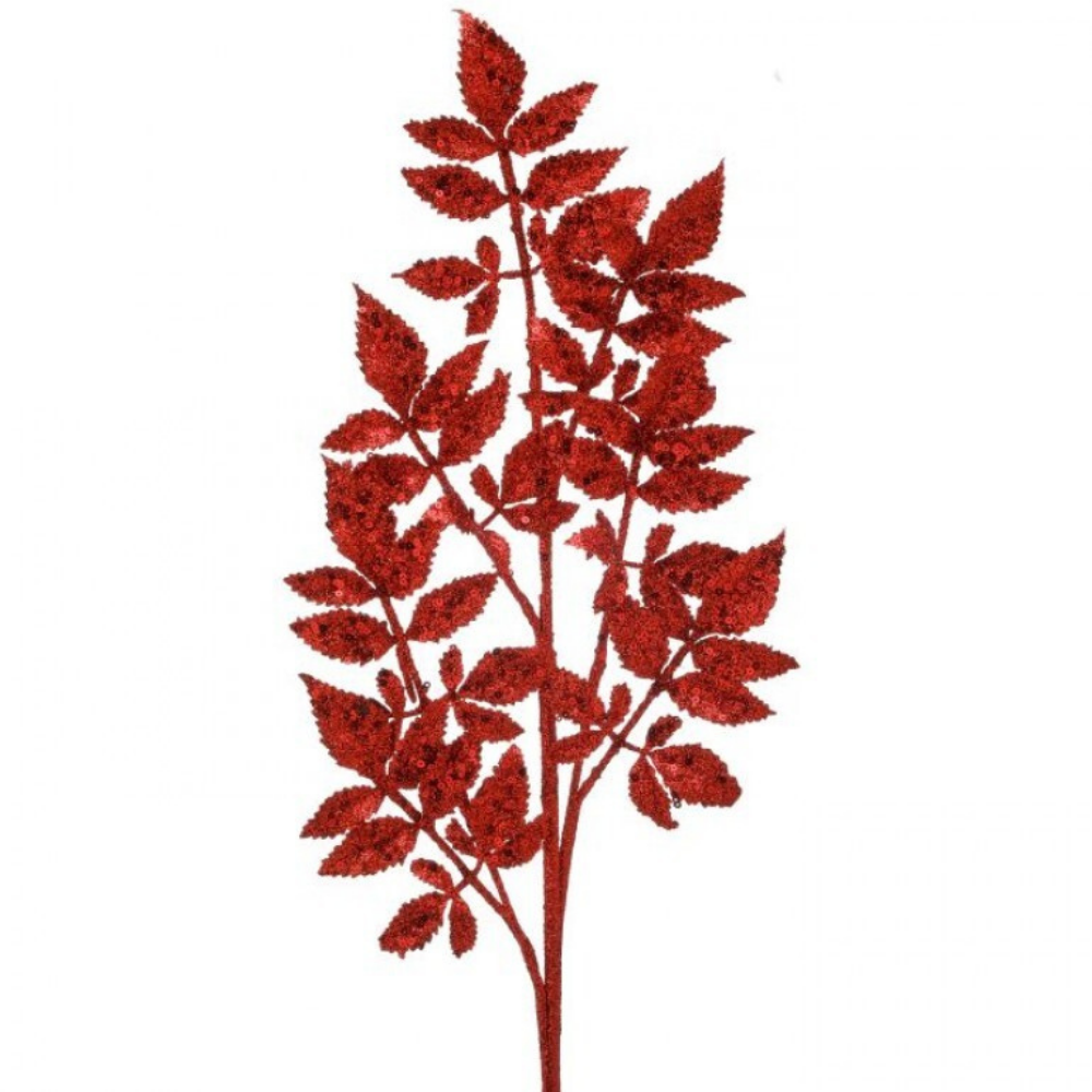 VARA CON HOJAS BRILLANTES EN TONO ROJO MED:71 CM