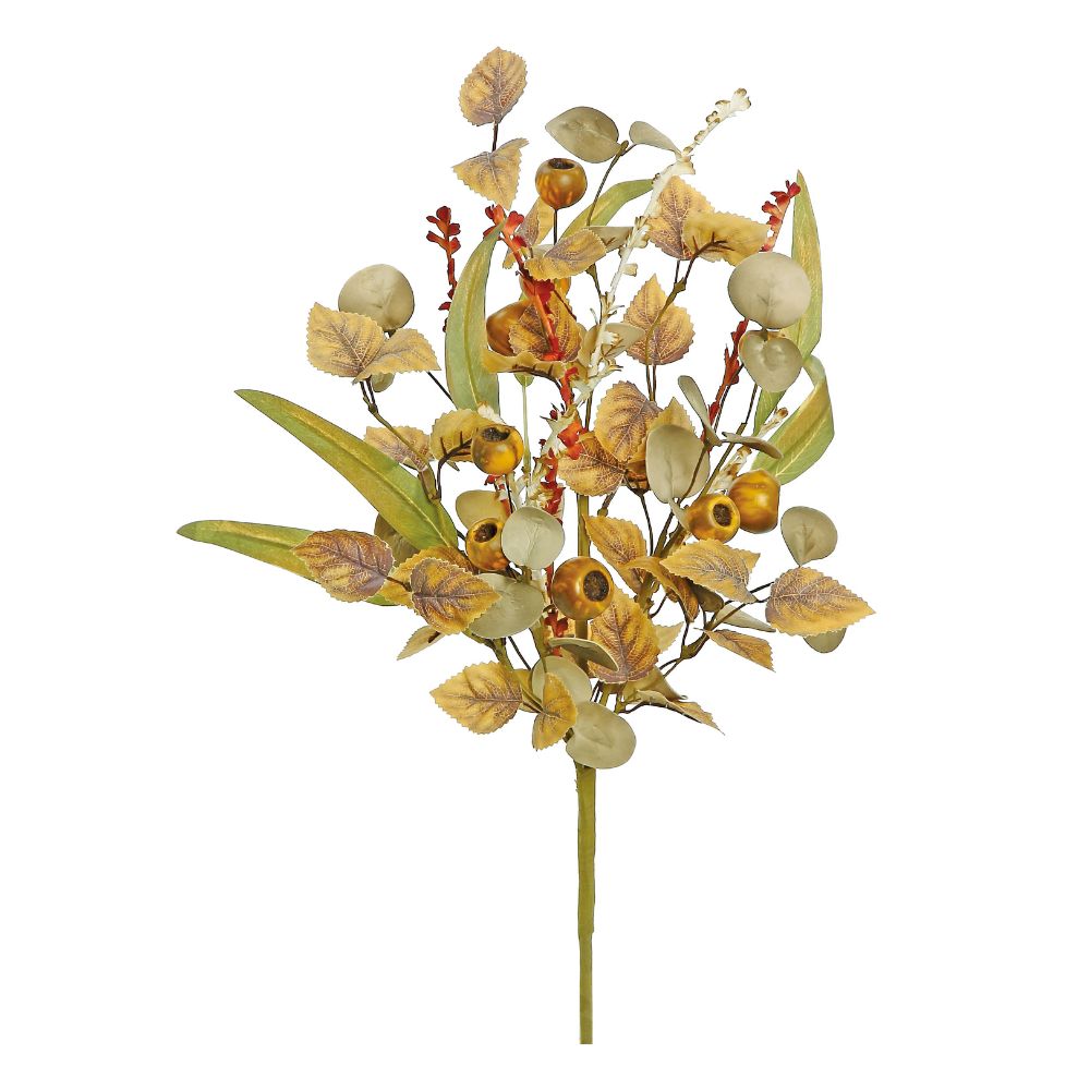 TALLO DECORATIVO MIX OTOÑAL CON FRUTOS EN TONOS CAFÉ CALIDOS 53 CM