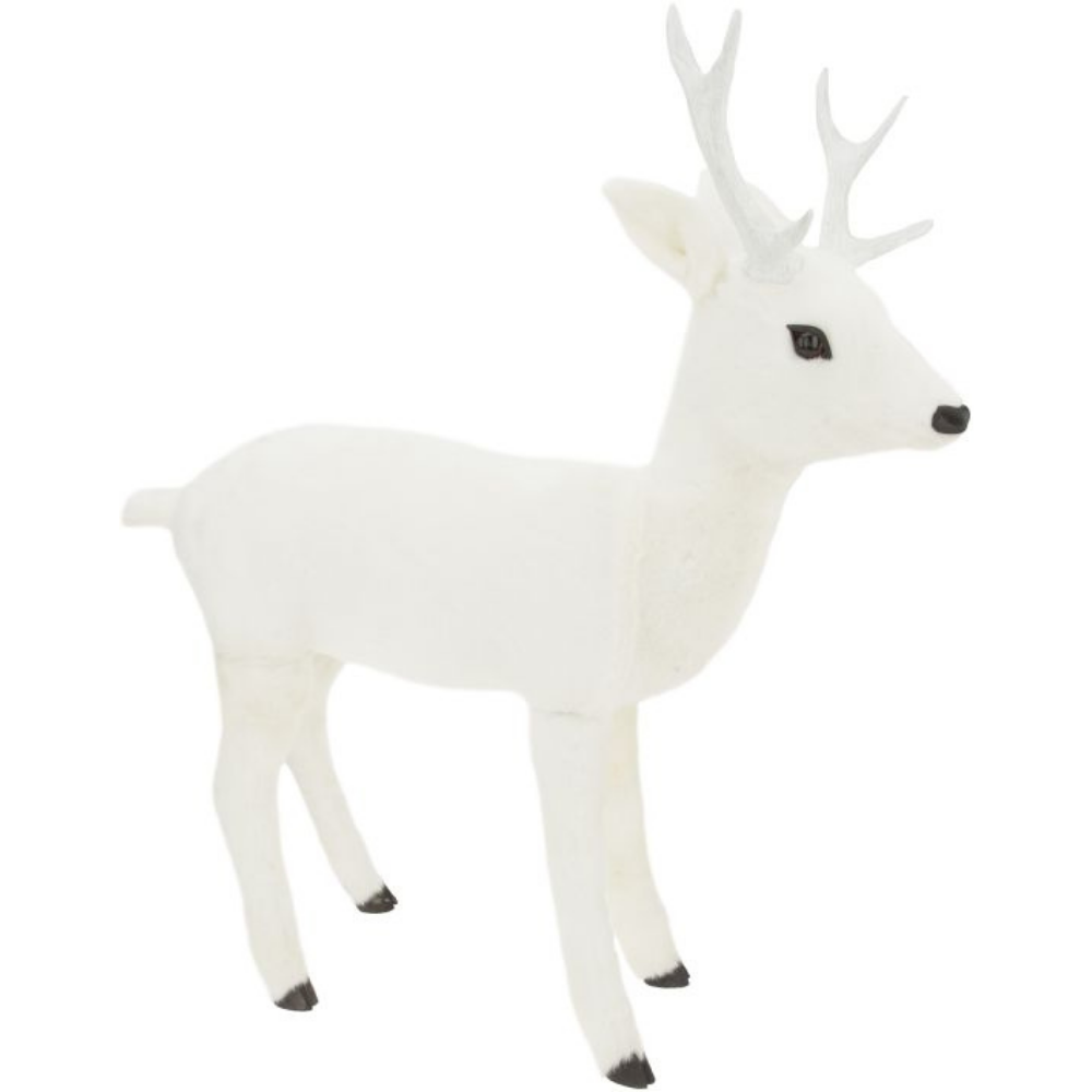 ESCULTURA DECORATIVA DE RENO NAVIDEÑO EN TONO BLANCO