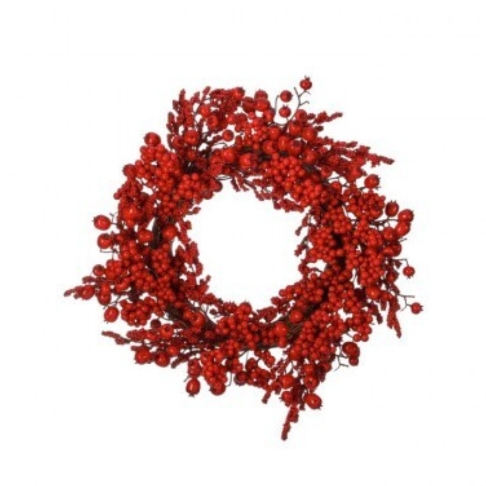 CORONA DE CHERRY ROJO BRILLANTE MED:60 CM