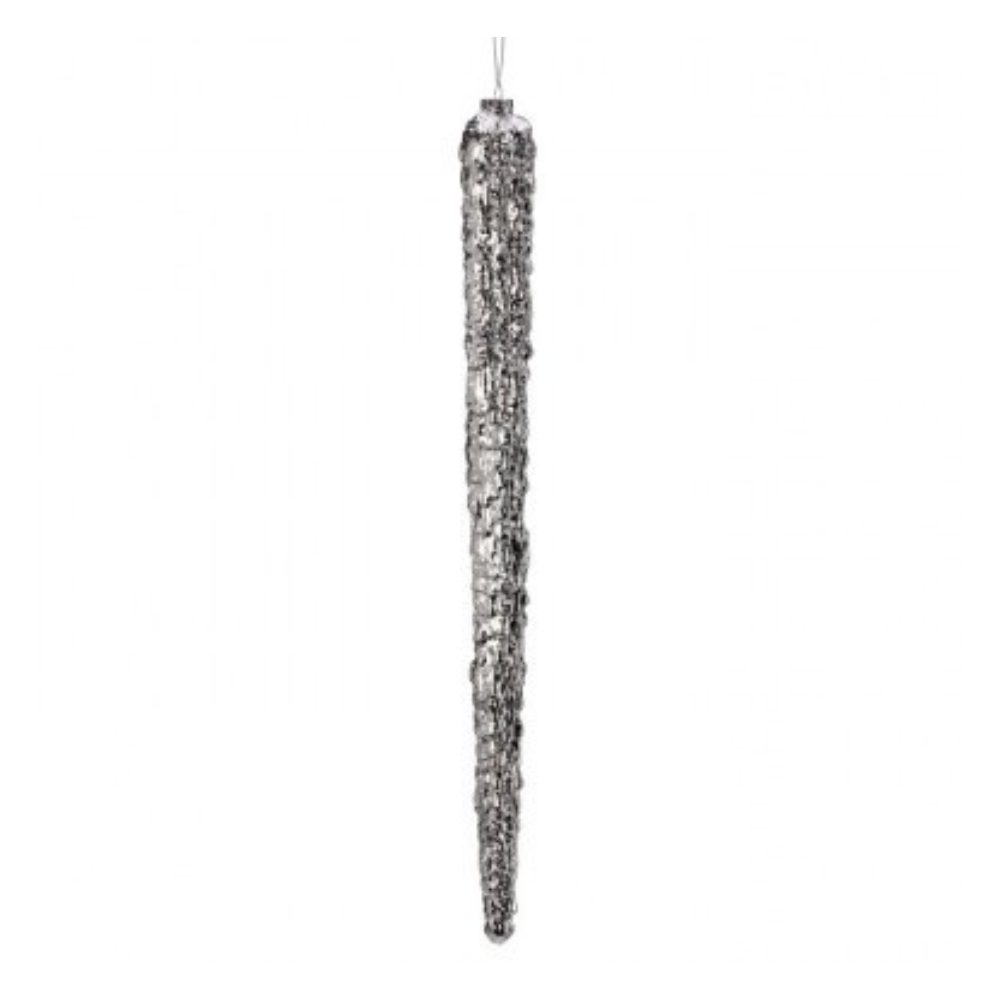 COLGANTE DE GOTA DE HIELO EN TONO PLATA MED:61 CM
