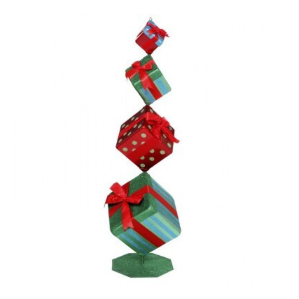 TORRE DE REGALOS DE COLORES APILADOS CON BRILLOS MED:122 CM