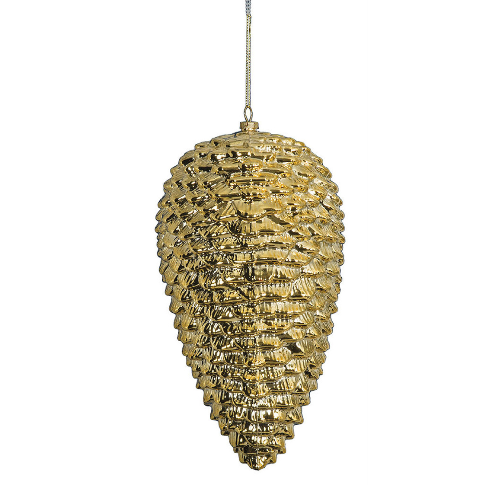 ESFERA PIÑA DORADO METALICO MED:25 CM