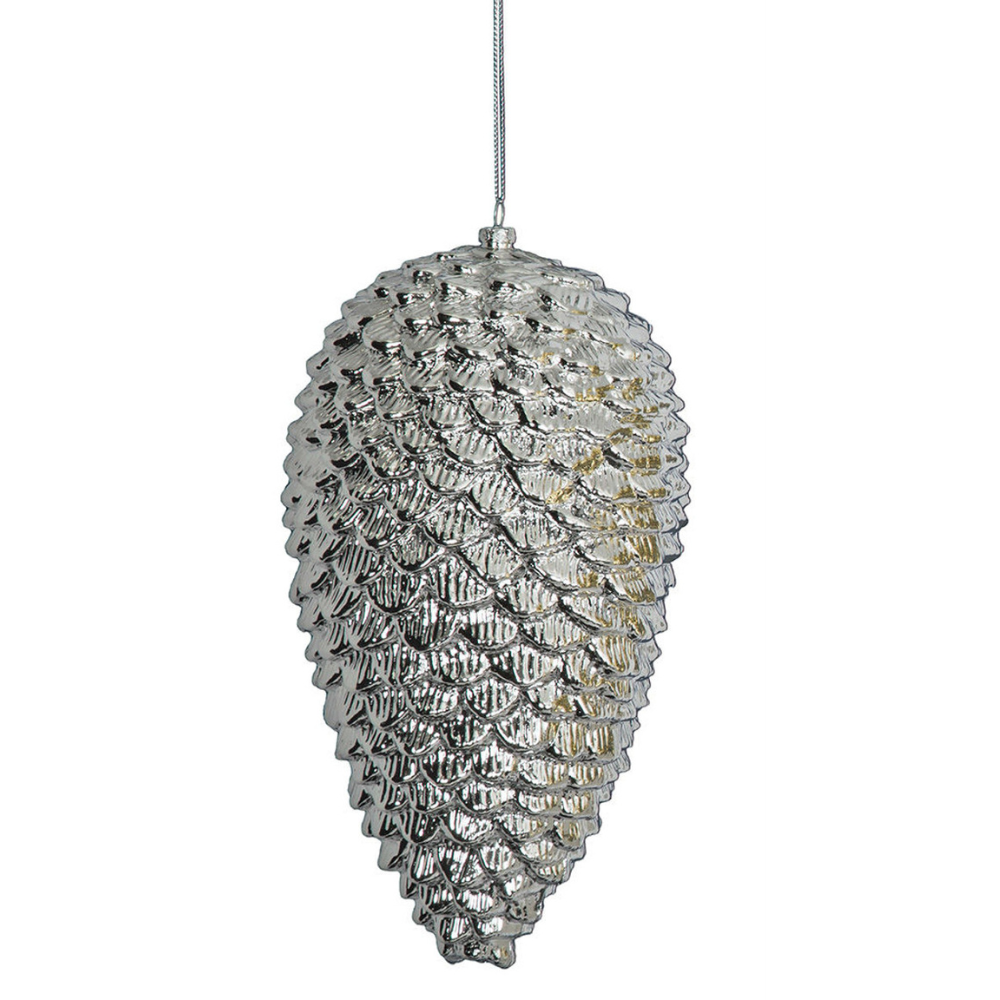 ESFERA PIÑA PLATA METALICO MED:25 CM