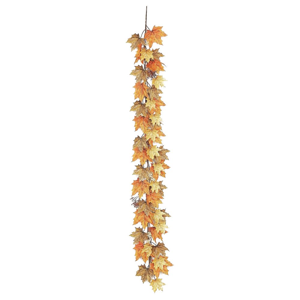 GIRNALDA DE HOJAS OTOÑALES MIX EN TONOS NARANJAS 150 CM