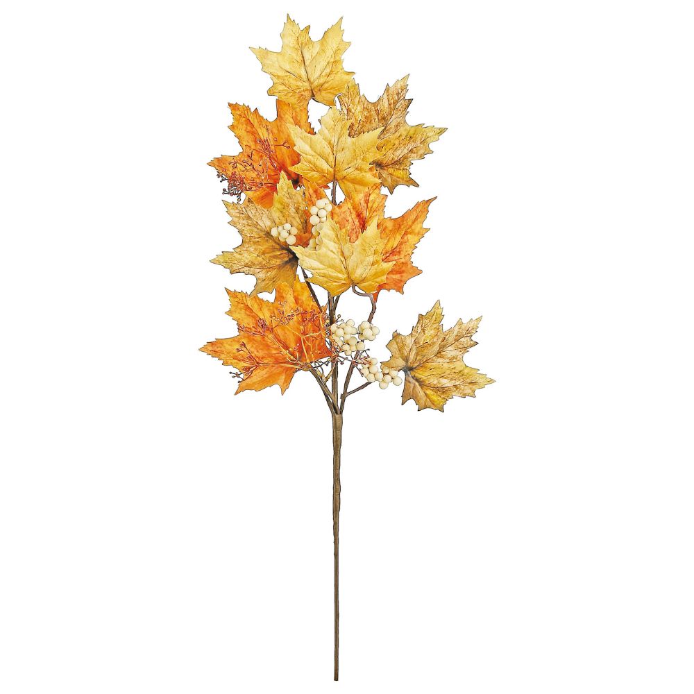 TALLO DECORATIVO HOJAS OTOÑALES MIX EN TONOS NARANJA 35 CM