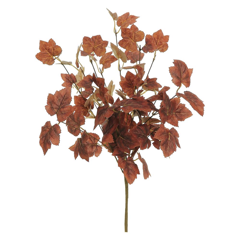 TALLO DECORATIVO DE FOLLAJE OTOÑAL EN TONOS CAFÉ BORGOÑA 30 CM