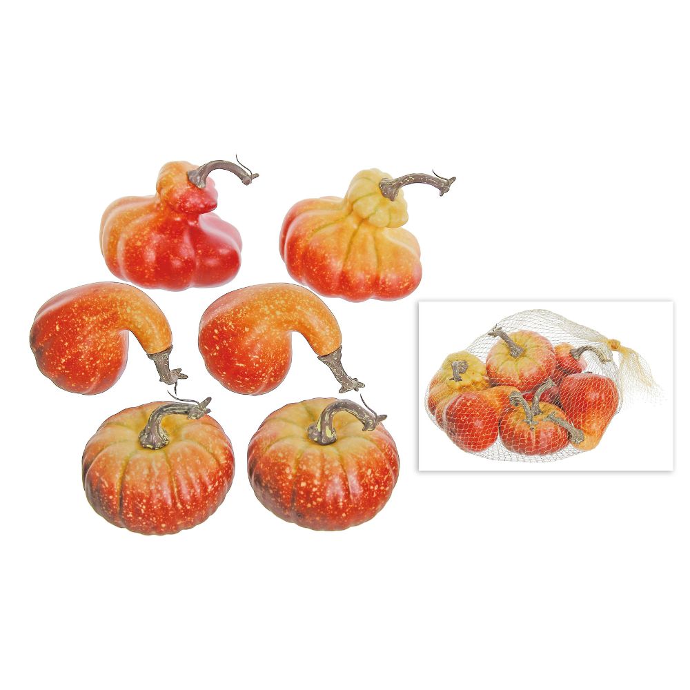 SET DE CALABAZAS X6 MINI EN TONO NARANJA DEGRADADO 23 CM