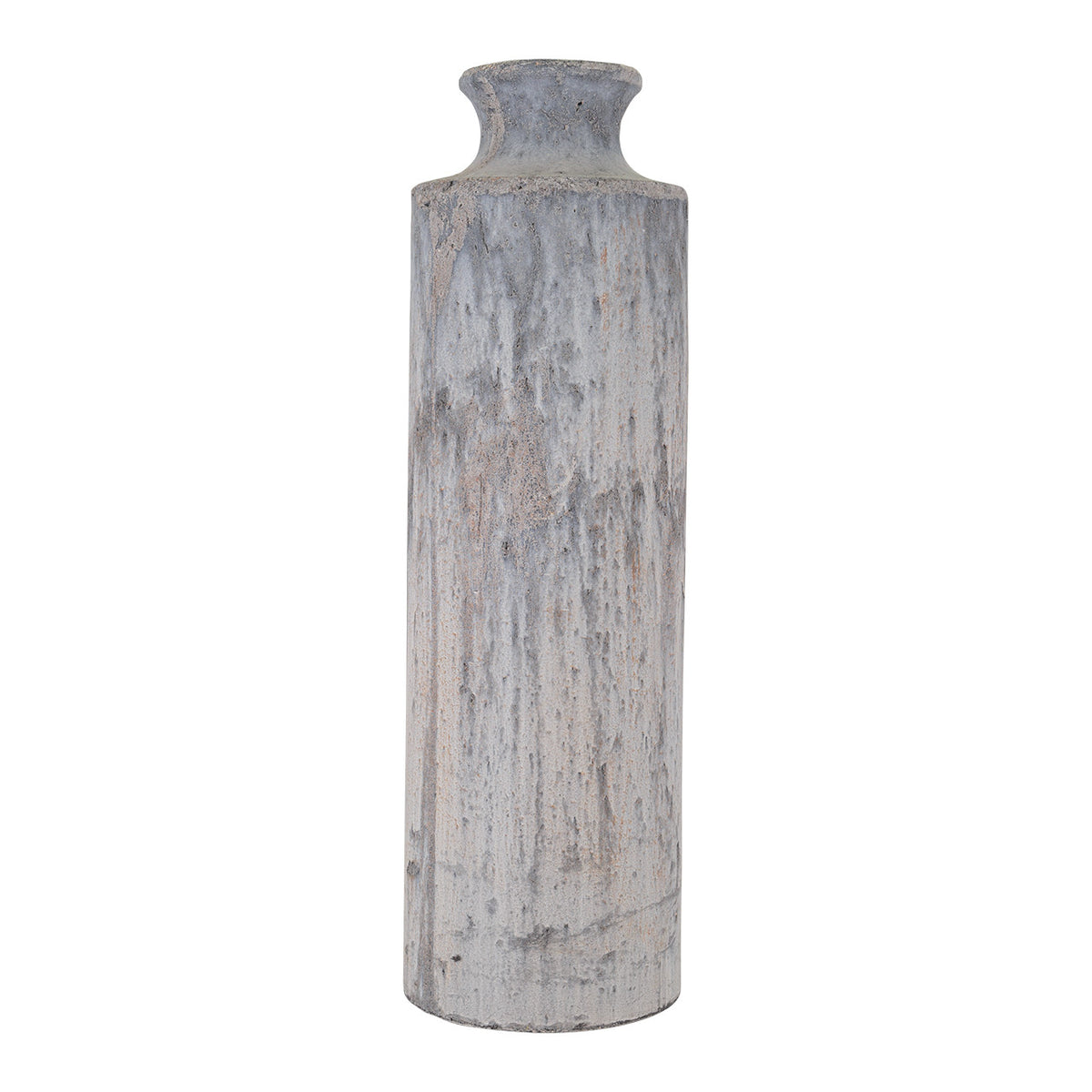 JARRON DECORATIVO CON TEXTURA EN TONO GRIS DE ARCILLA MED:67.7 CM