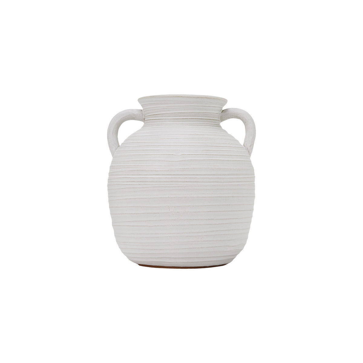 JARRON DECORATIVO CON ASAS EN TONO CREMA DE CERAMICA MED:24 CM