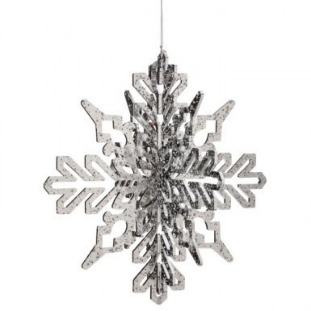 ESTRELLA DECORATIVA 3D EN TONO PLATA / COPO DE NIEVE GRANDE