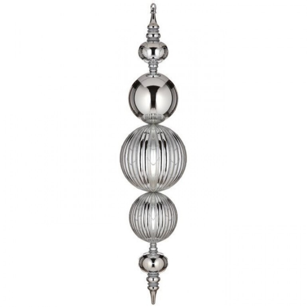 ESFERA DECORATIVA LARGA EN TONOS PLATA MED:80CM