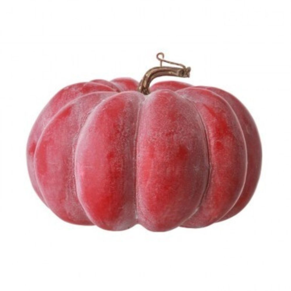 CALABAZA PLANA DECORATIVA EN TONO ROJO BORGOÑA 20 CM