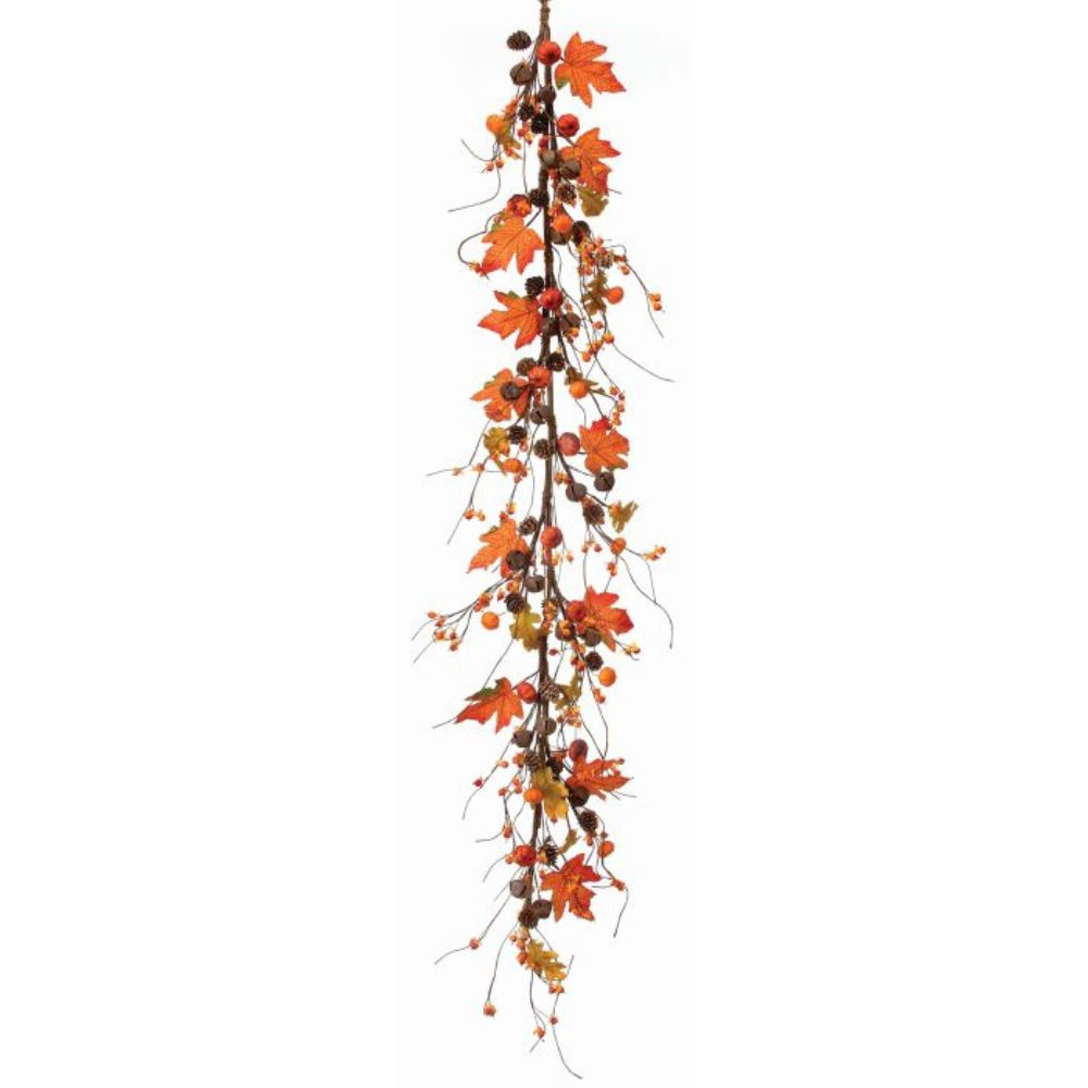GUIRNALDA DE CALAZABAS MINI DECORATIVAS EN TONO NARANJA 122 CM