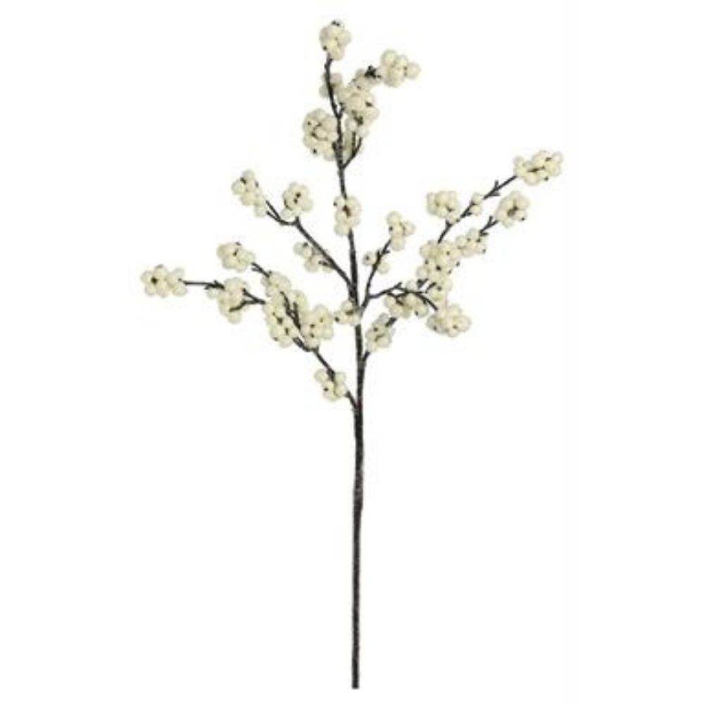 RAMA CAFÉ CON ESFERAS BLANCAS NEVADAS MED:78 CM
