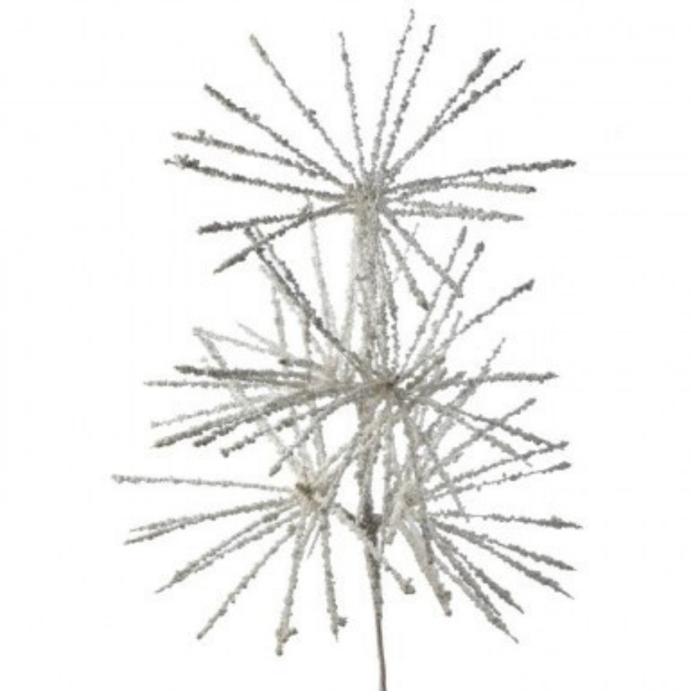 VARA AGUJA ESCARCHADA BLANCO CON BRILLOS 84 CM
