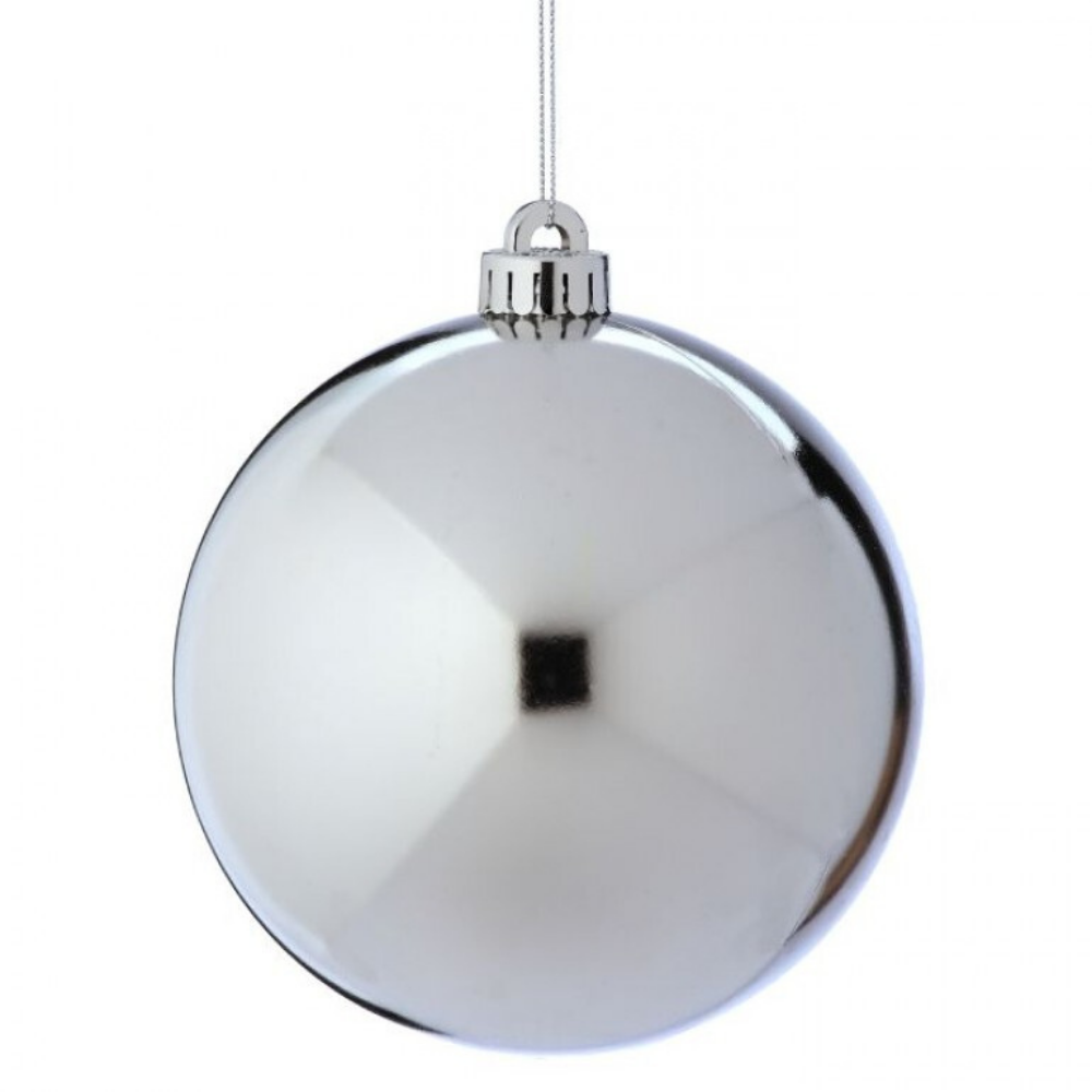 ESFERA PLATEADA BRILLANTE INASTILLABLE 20 CM