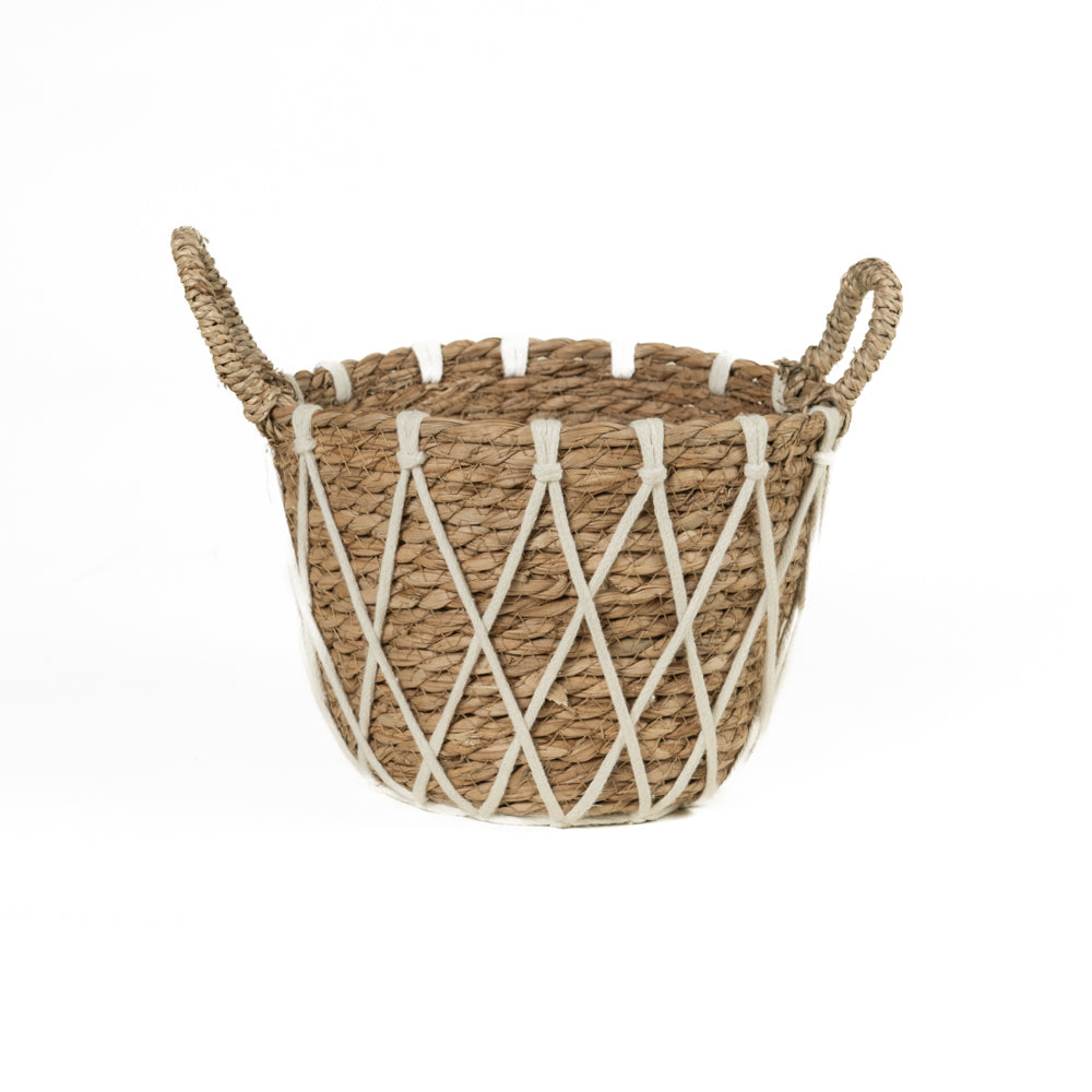 CANASTA WHAI CAFE/BLANCO DE RATAN 25X20 CM