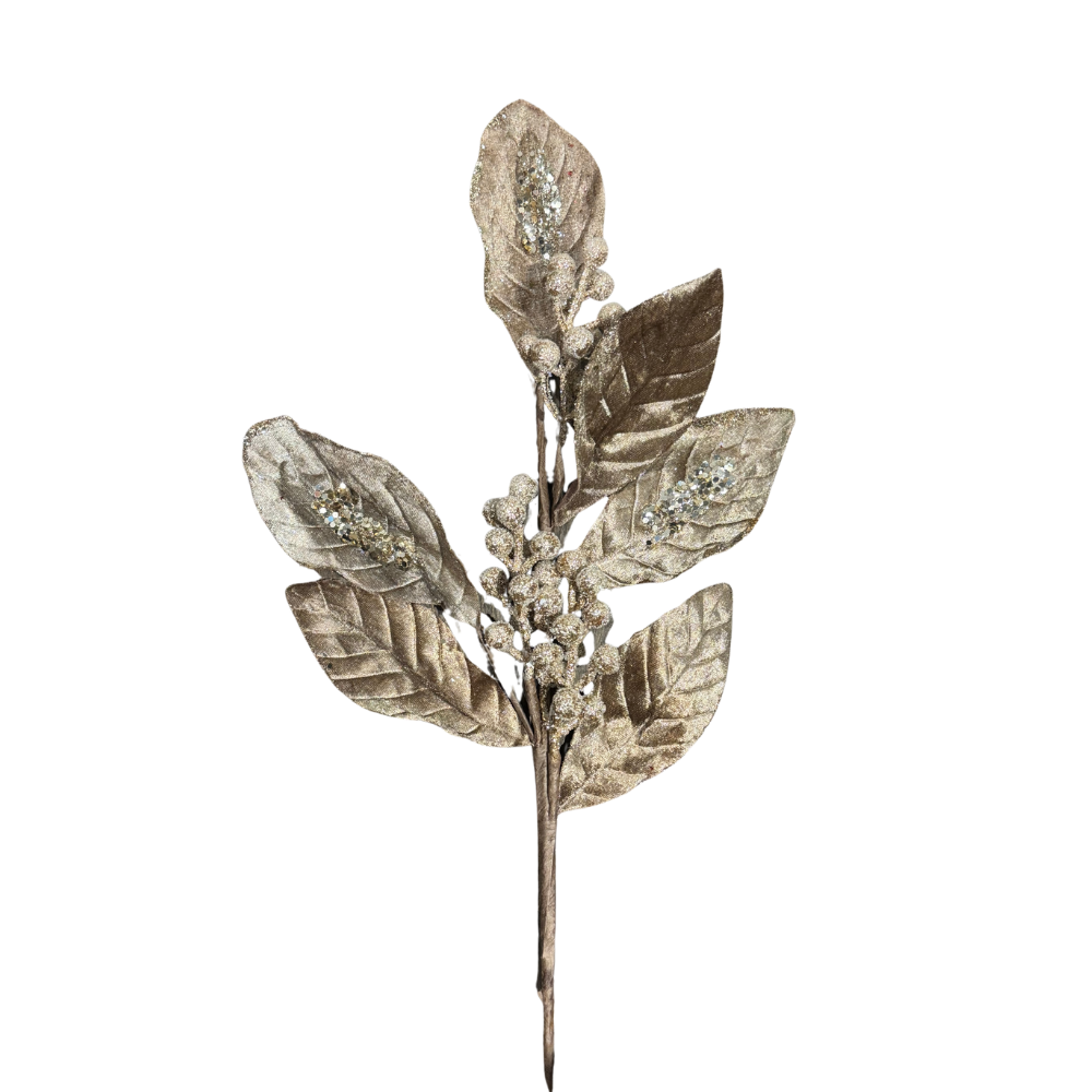 RAMA DE MAGNOLIA CON BRILLOS CAFÉ CLARO MED:60 CM