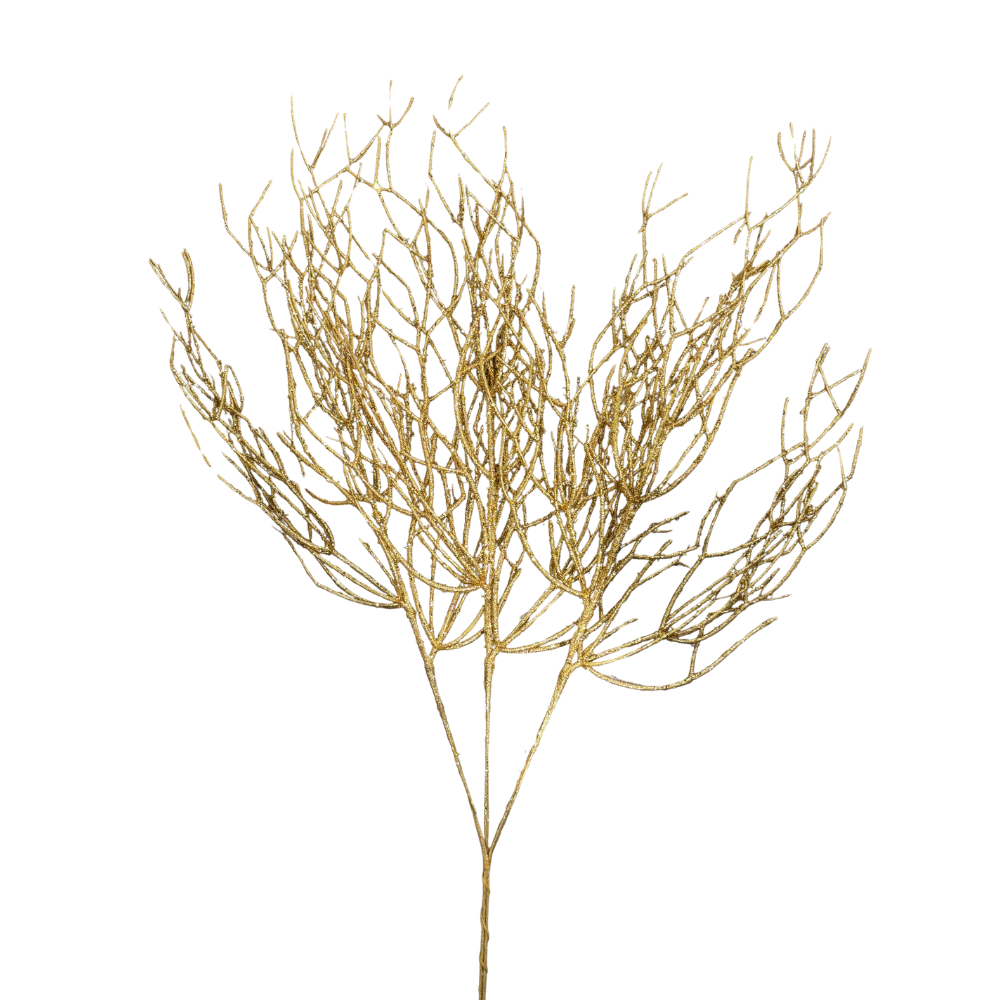 RAMA DORADA BRILLANTE TIPO CORAL X3  MED:70 CM
