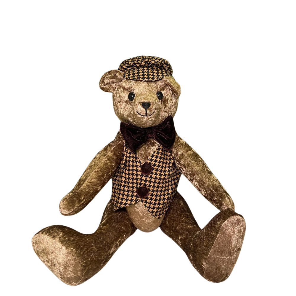 OSO CAFE CON CHALECO Y GORRITO MED:30 CM