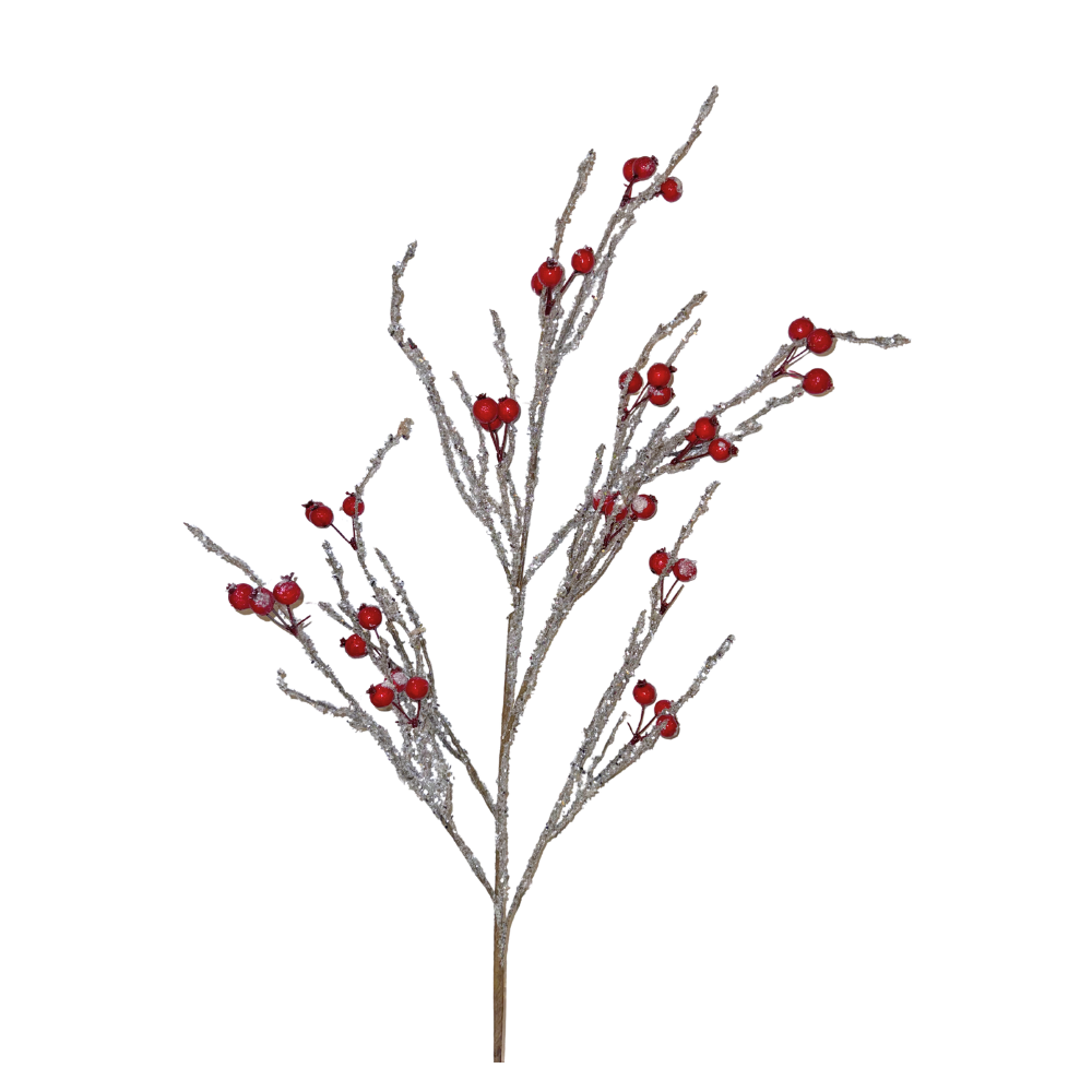 RAMA NEVADA CON BRILLOS Y BERRIES MED:93 CM