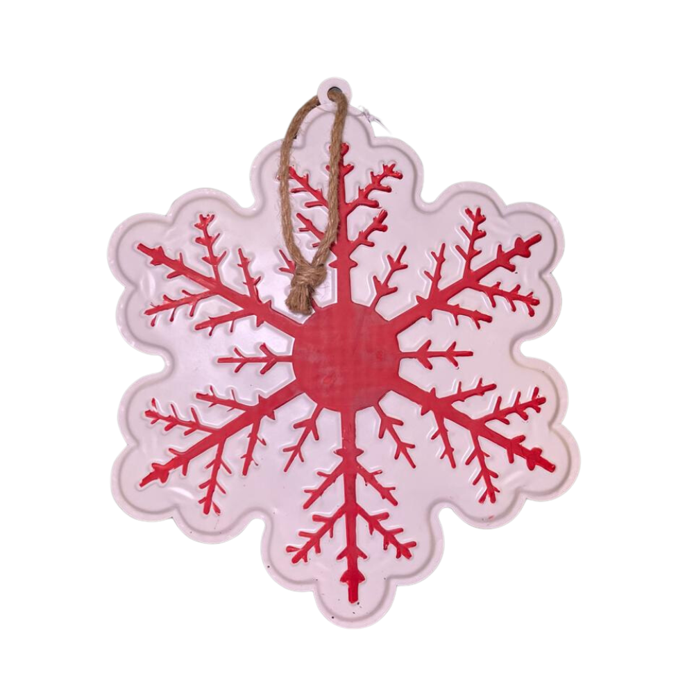 COPO DE NIEVE DE METAL BLANCO Y ROJO (POR PIEZA)