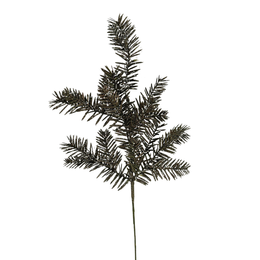 RAMA DE PINO VERDE OSCURO CON BRILLOS MED:54 CM