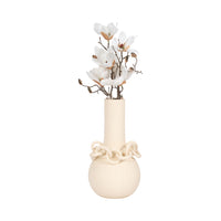 FLORERO ALTO DE CERAMICA TONO MARFIL CON ESLABONES MED:40 CM