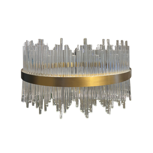 CANDIL DE METAL DORADO Y CRISTALES CON LUZ LED CALIDA Y LUZ LED FRIA 60X85 CM