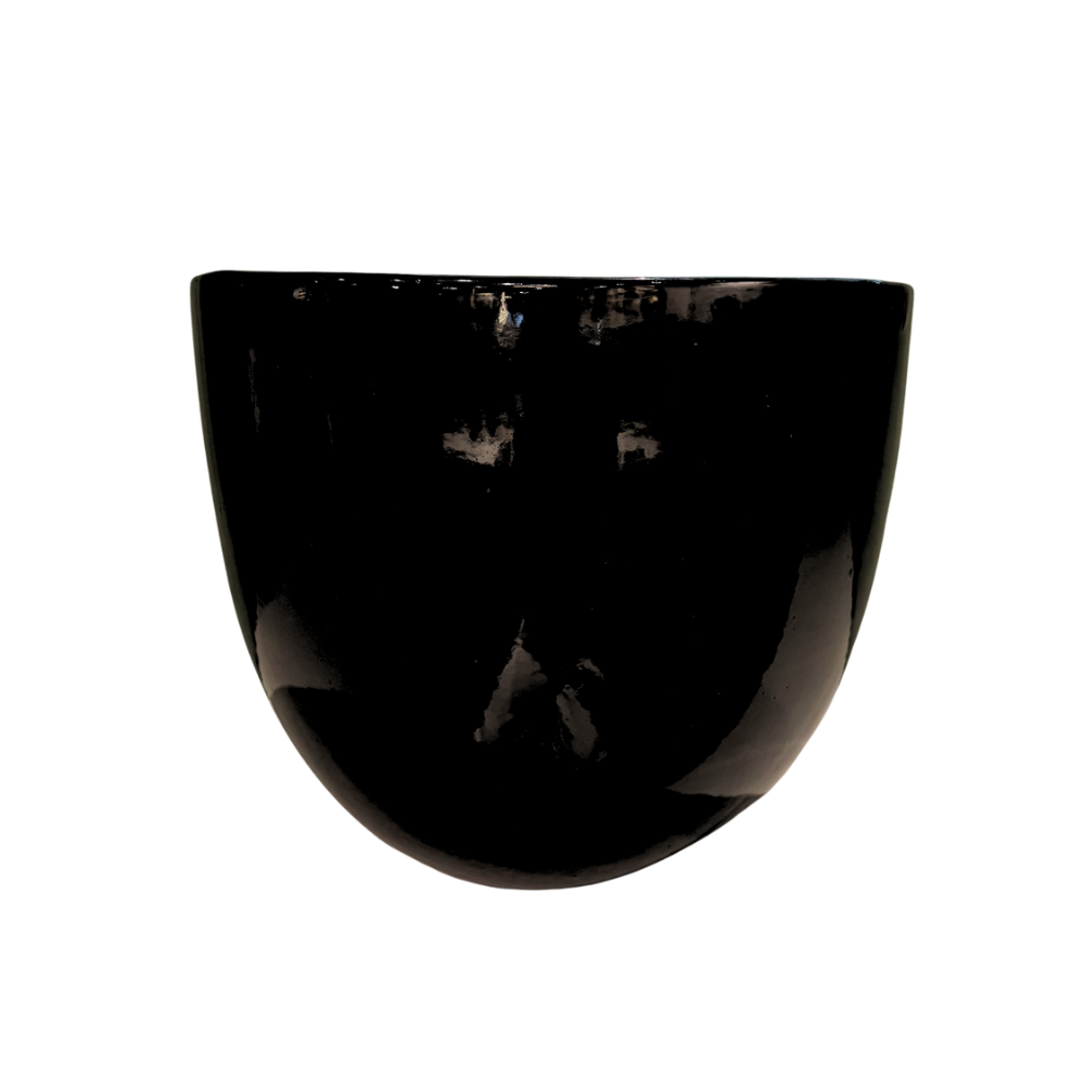 MACETA DE BARRO NEGRO BRILLANTE MED:36 CM