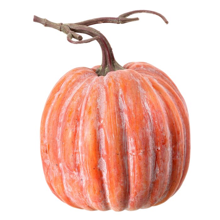CALABAZA NARANJA DESGASTADA CON TALLO 25 CM
