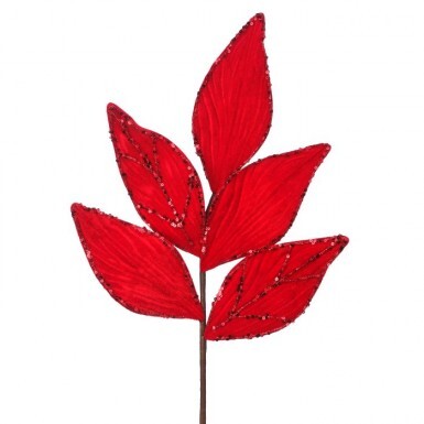 RAMA DE MAGNOLIA ROJA CON BRILLOS MED:53 CM