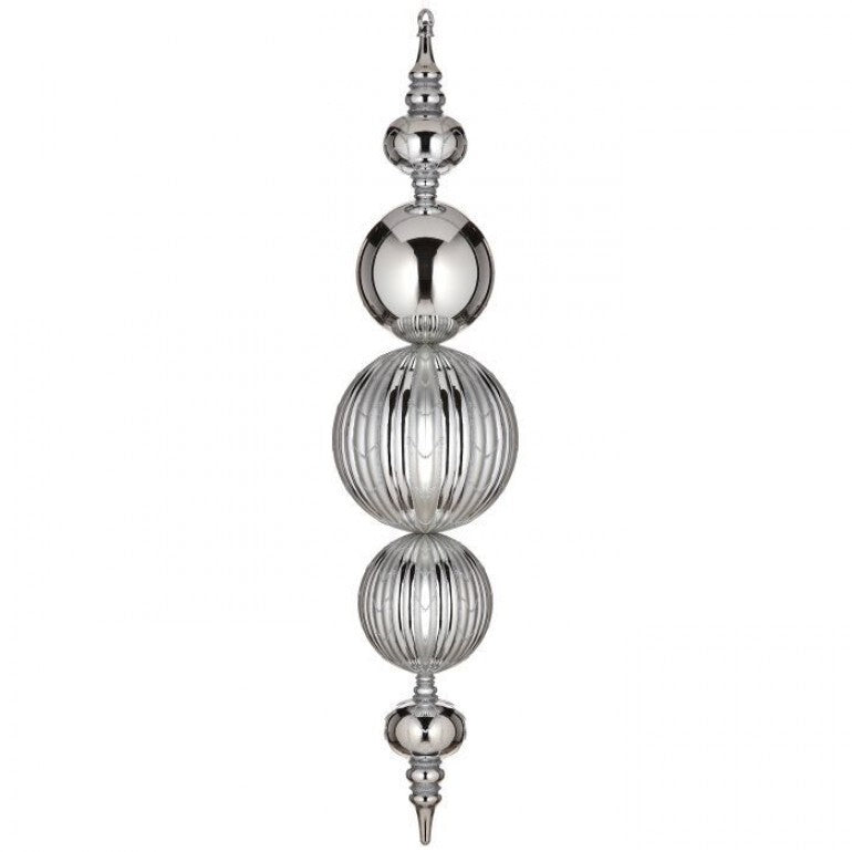 ESFERA DECORATIVA LARGA EN TONOS PLATA MED:80CM