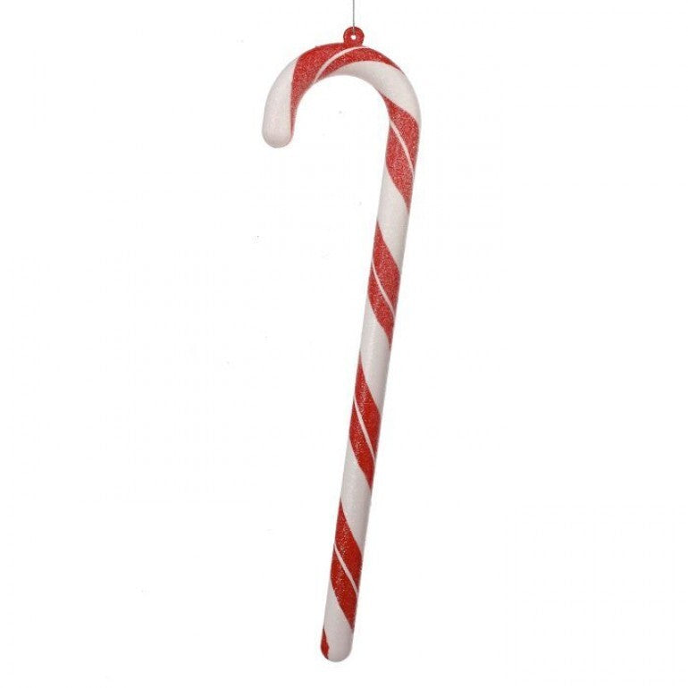 COLGANTE PARA PINO EN FORMA DE CARAMELO BLANCO Y ROJO CON BRILLOS  61 CM