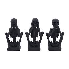 SET DE ESQUELETOS DE RESINA  DECORATIVOS TONO NEGRO MATE MED:20X12 CM