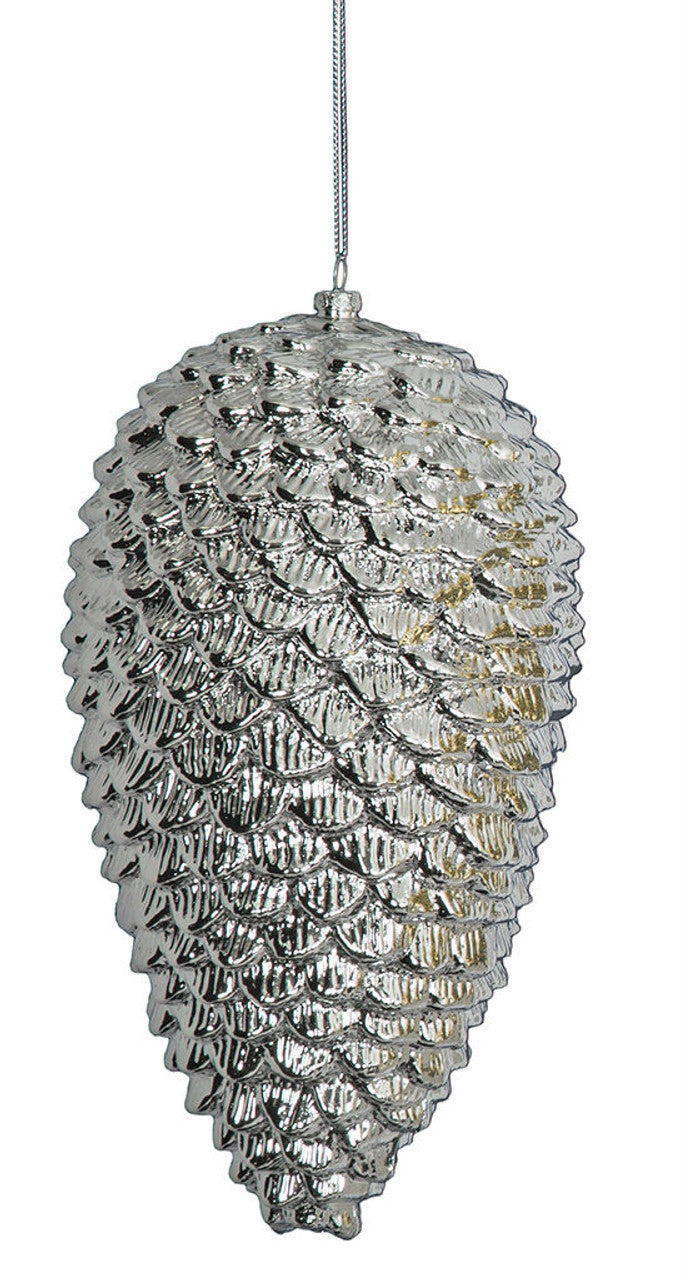 ESFERA PIÑA PLATA METALICO MED:25 CM