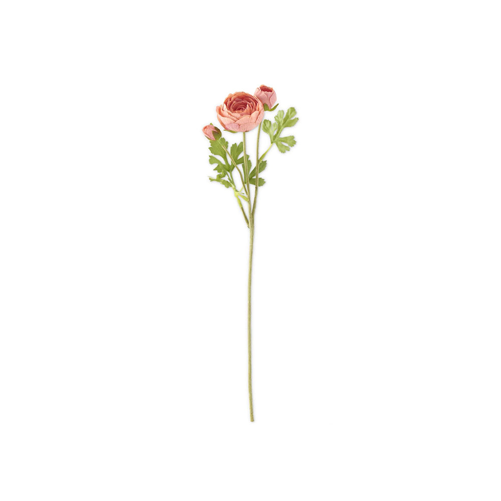 TALLO DECORATIVO DE RANUNCULO DE 3 EN TONO CORAL MED: 43 CM