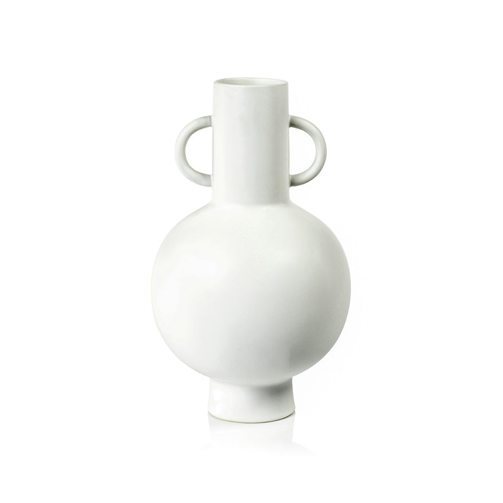 FLORERO CON ASAS DELGADA EN LA PARTE SUPERIOR EN BLANCO MATE 34X20 CM