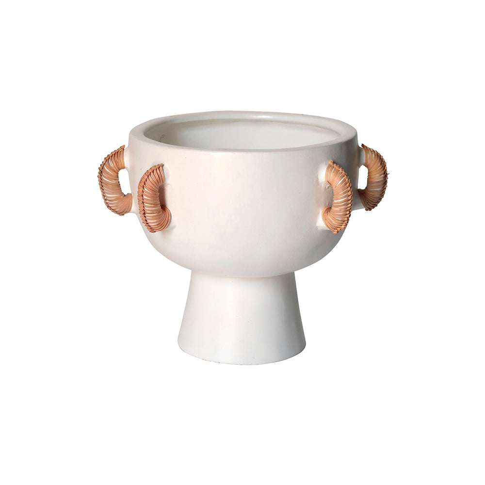 FLORERO TIPO COPA CON ASAS EN TEXTURA TERRACOTA 22 CM