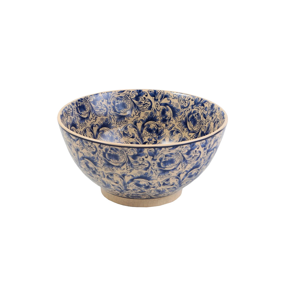 BOWL VALI ESTAMPADO FLORAL AZUL/BCO DE CERAMICA 25 CM ANCHO