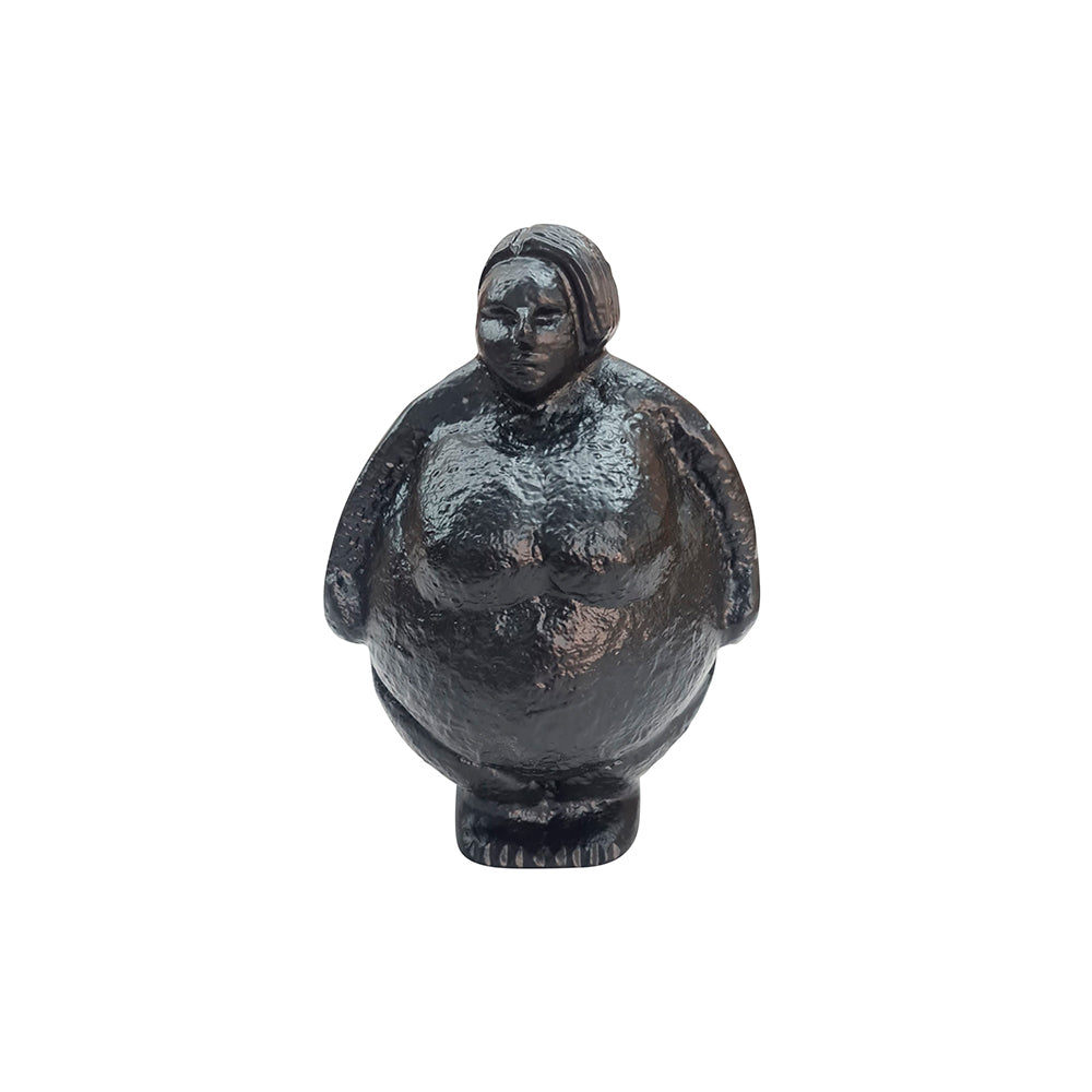 ESCULTURA DECORATIVA FIGURA DE MUJER EN METAL NEGRO 18 CM